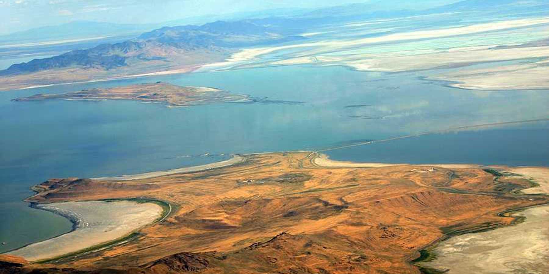 An aerial view of the Great Salt Lake