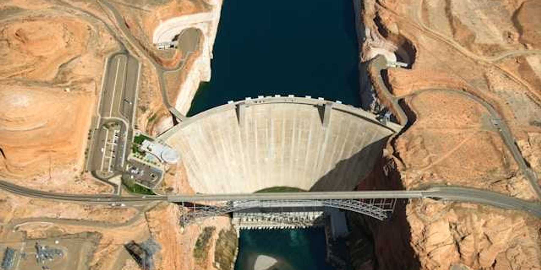 An aerial view of the Hoover Dam