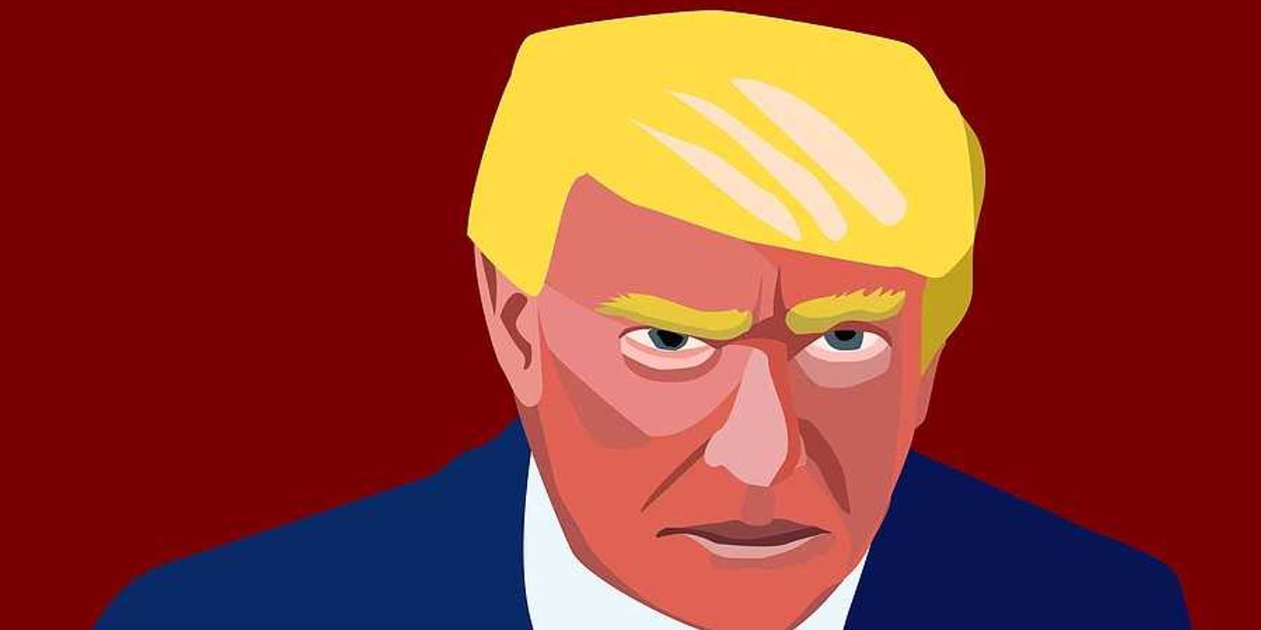 An illustration of donald trump looking at the viewer
