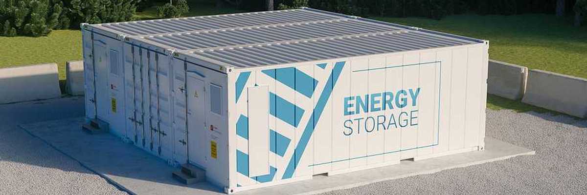 An illustration of large battery storage boxes