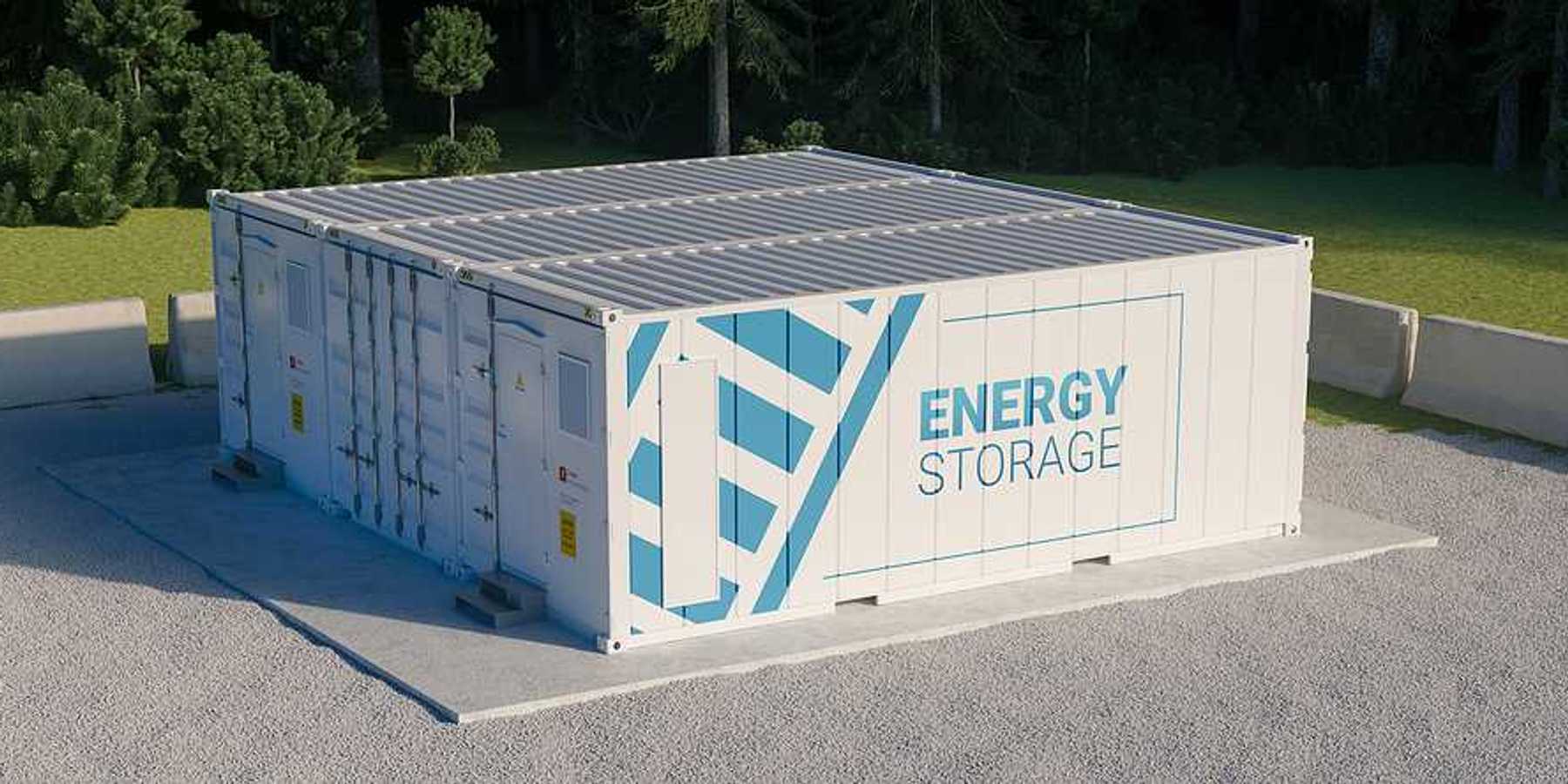 An illustration of large battery storage boxes