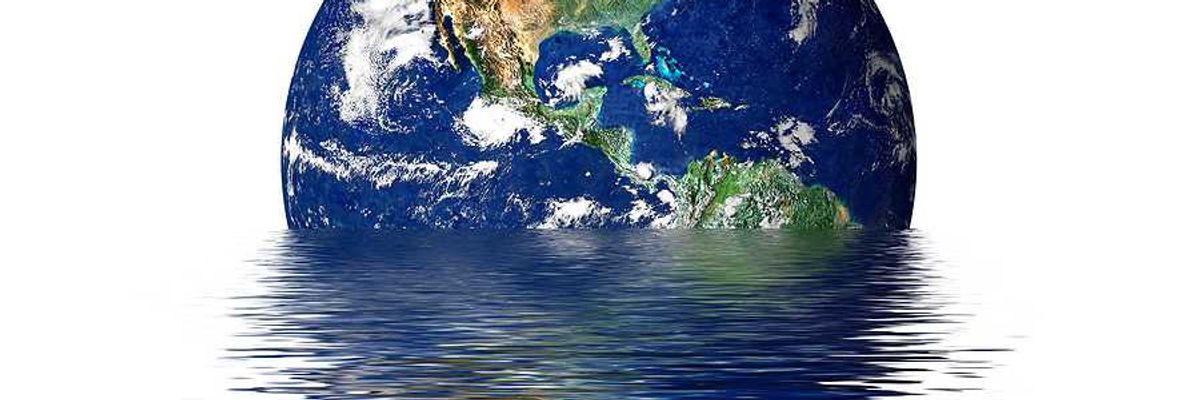 An illustration of the earth melting into a body of water