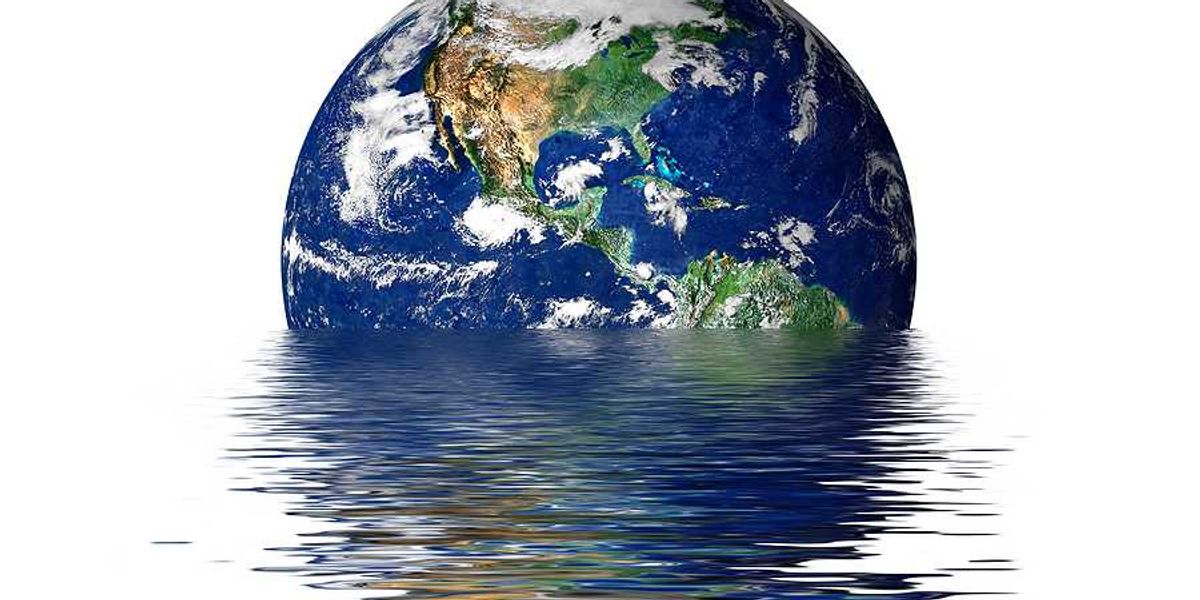 An illustration of the earth melting into a body of water