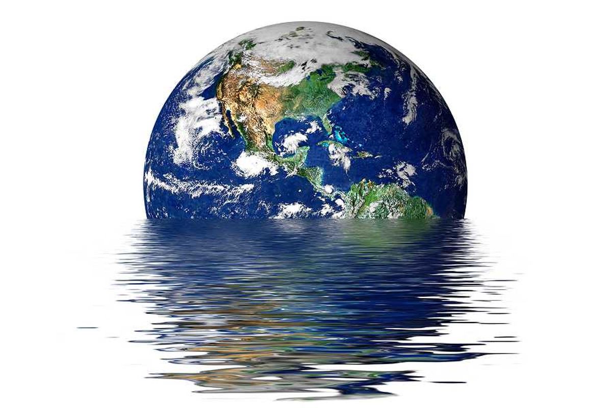 An illustration of the earth melting into a body of water