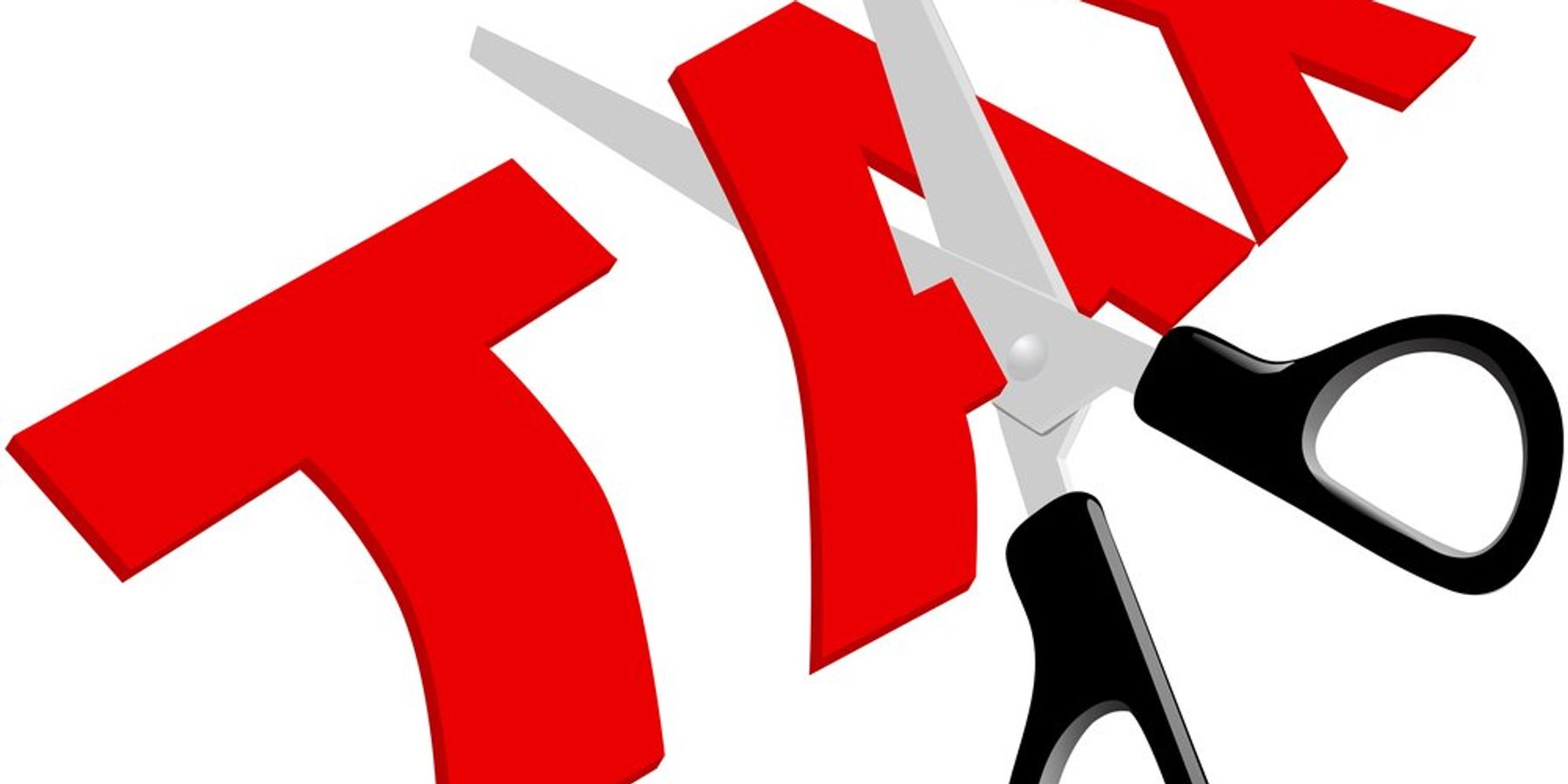 An illustration of the word TAX in red with scissors cutting the 'A' in half.