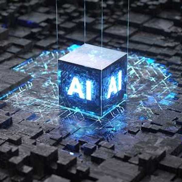 An illustration with a cube with the letters AI on it
