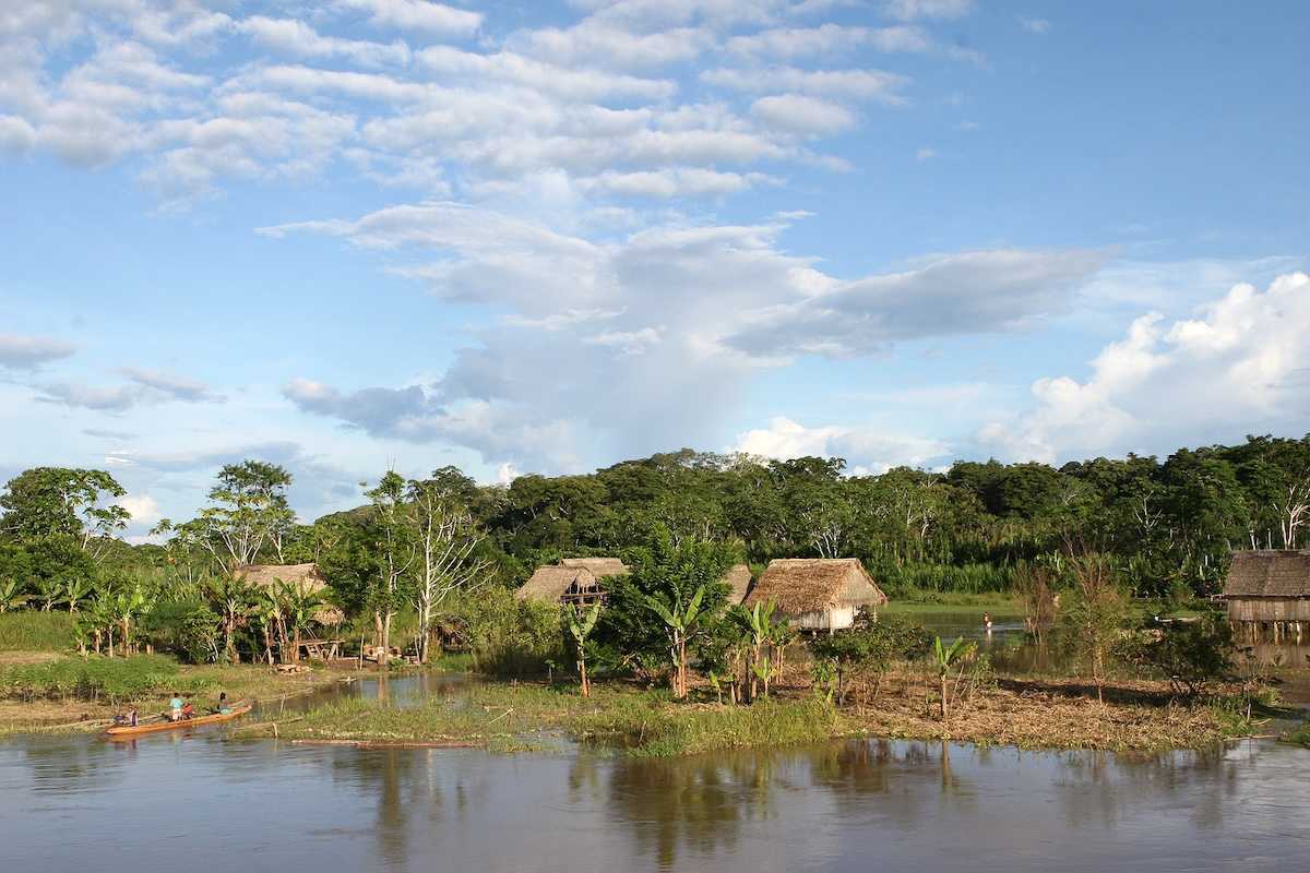 An indigenous village in the Amazon river basin