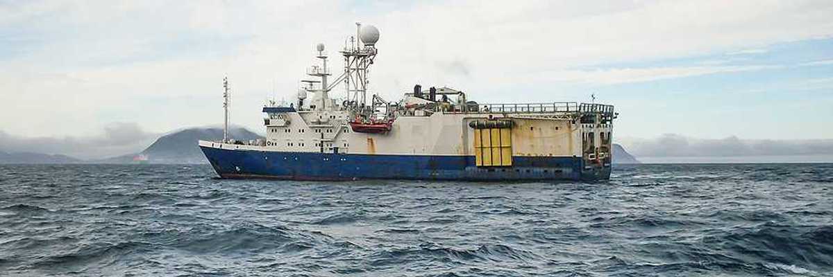 An ocean research ship on the sea