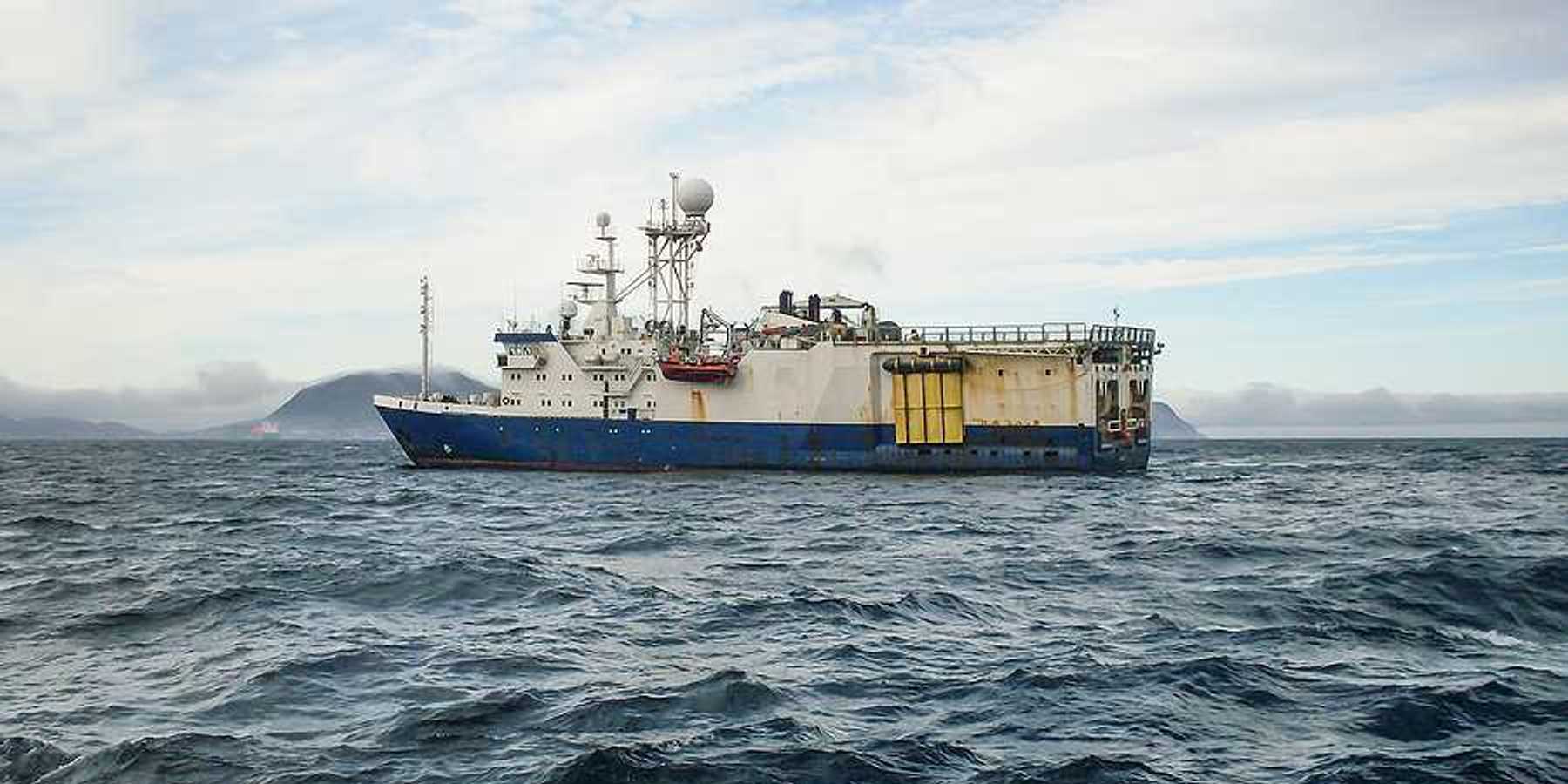 An ocean research ship on the sea