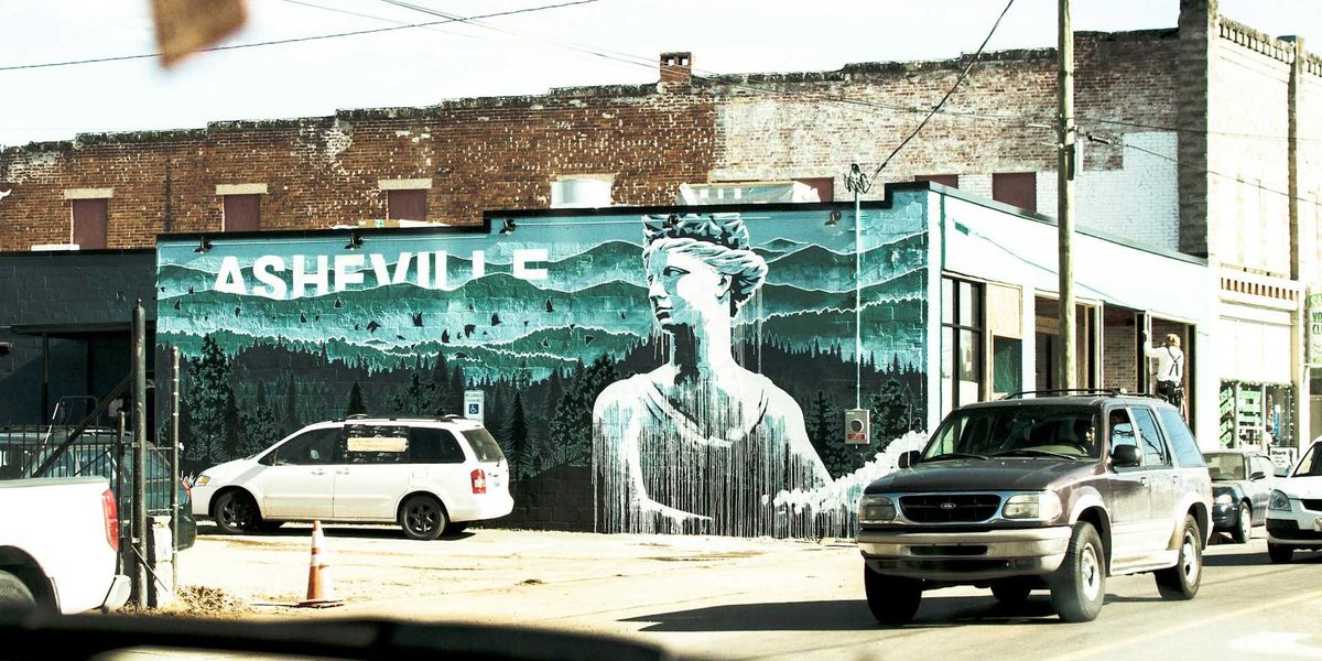 Asheville, North Carolina downtown mural on building