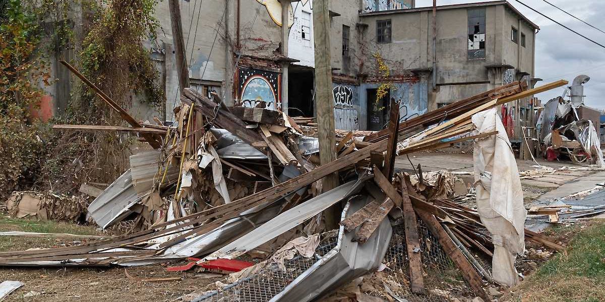 Asheville North Carolina hurricane Helene debris