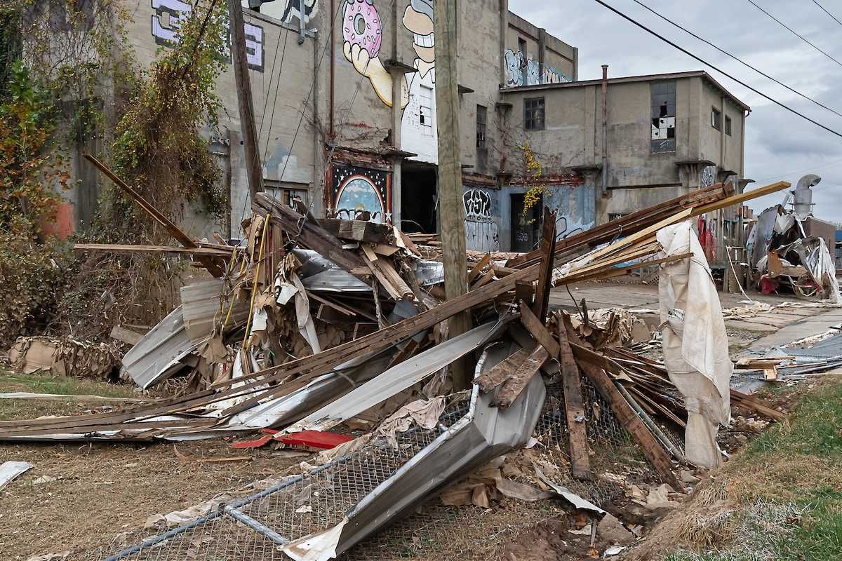 Asheville North Carolina hurricane Helene debris
