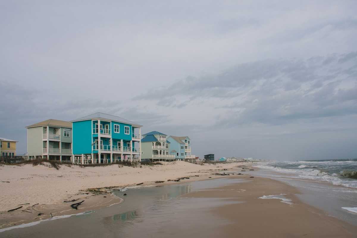 Barrier islands beach homes illustrative of coastal erosion