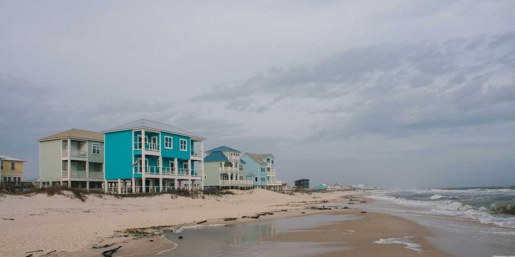 Barrier islands beach homes illustrative of coastal erosion