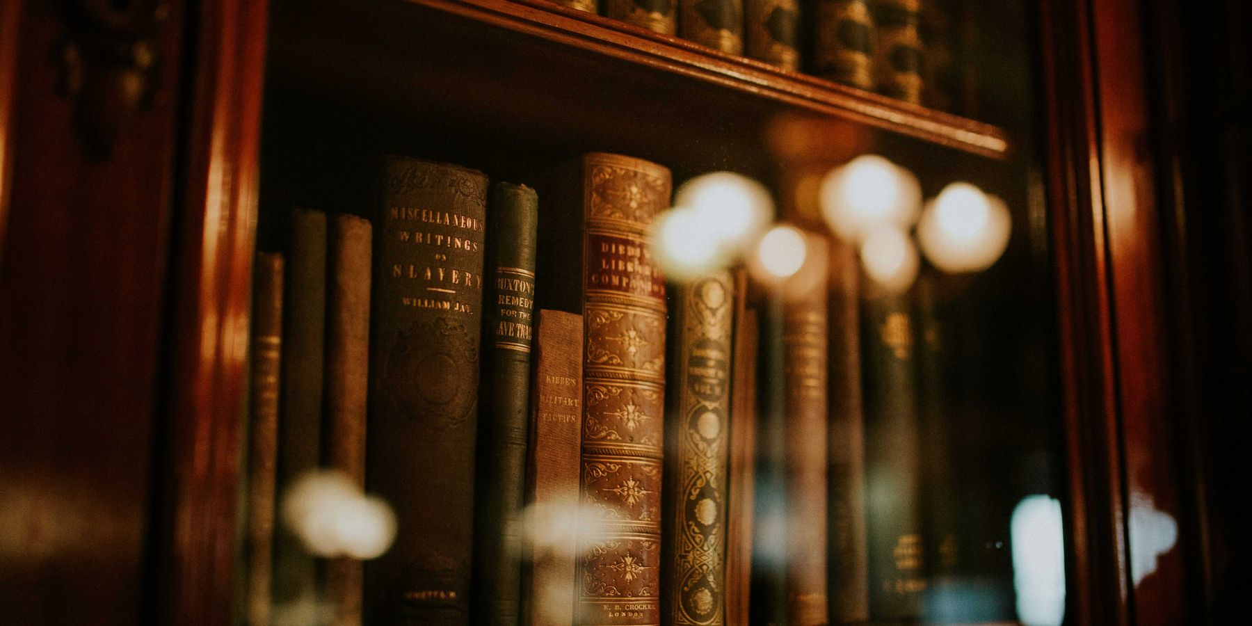 Books in a glass bookshelf