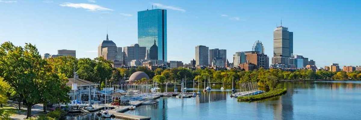 Boston, Massachusetts, skyline with Charles River in the foreground