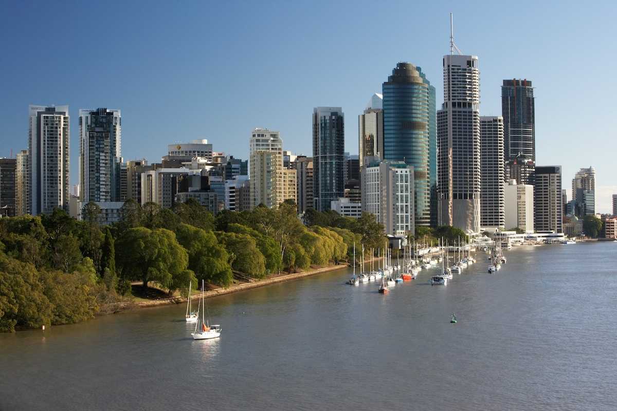 Brisbane, Australia, sailboats in harbor