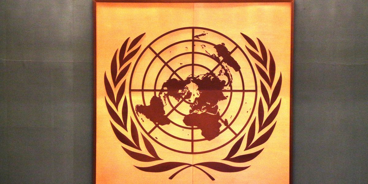 Brown United Nations logo on an orange background