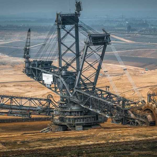 Bucket-wheel excavator working an open-pit coal mine