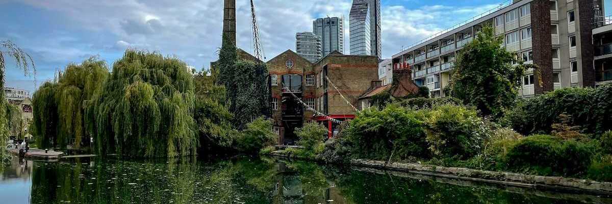 Buildings adjacent to a waterway, London, UK
