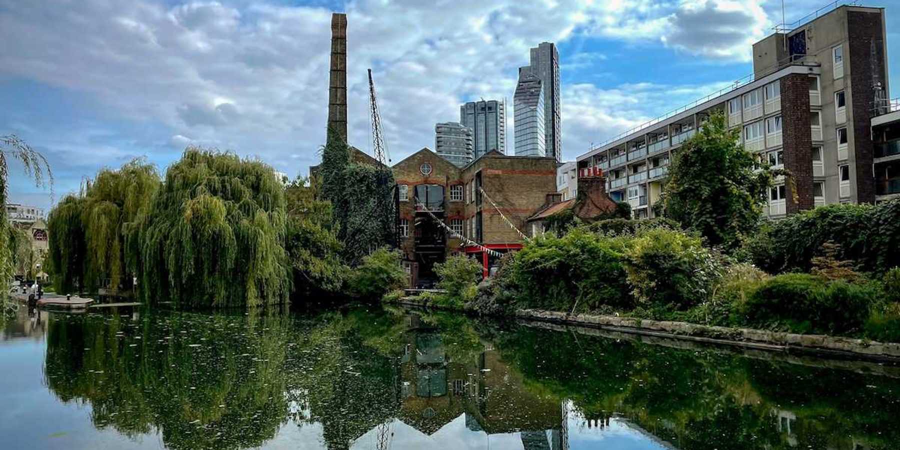 Buildings adjacent to a waterway, London, UK