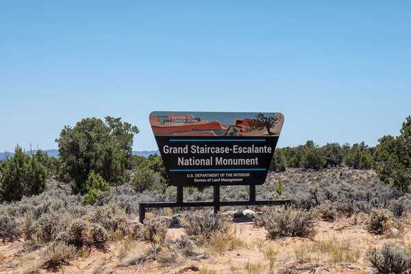 Bureau of Land Management sign for the Grand Staircase Escalante National Monument in Utah.