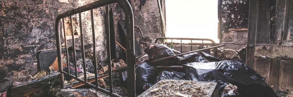 Burned at room post-fire aftermath