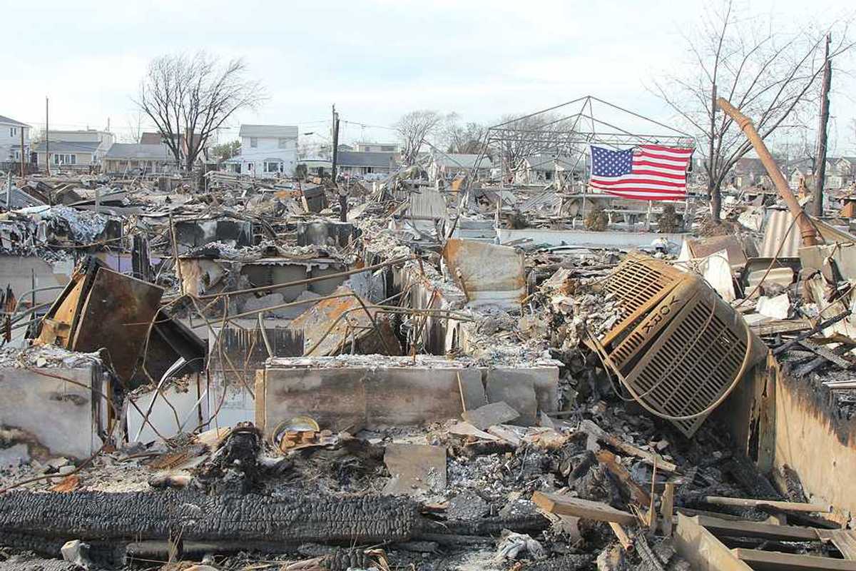 Burned houses in the aftermath of Hurricane Sandy on November 20, 2012 in Breezy Point, NY.