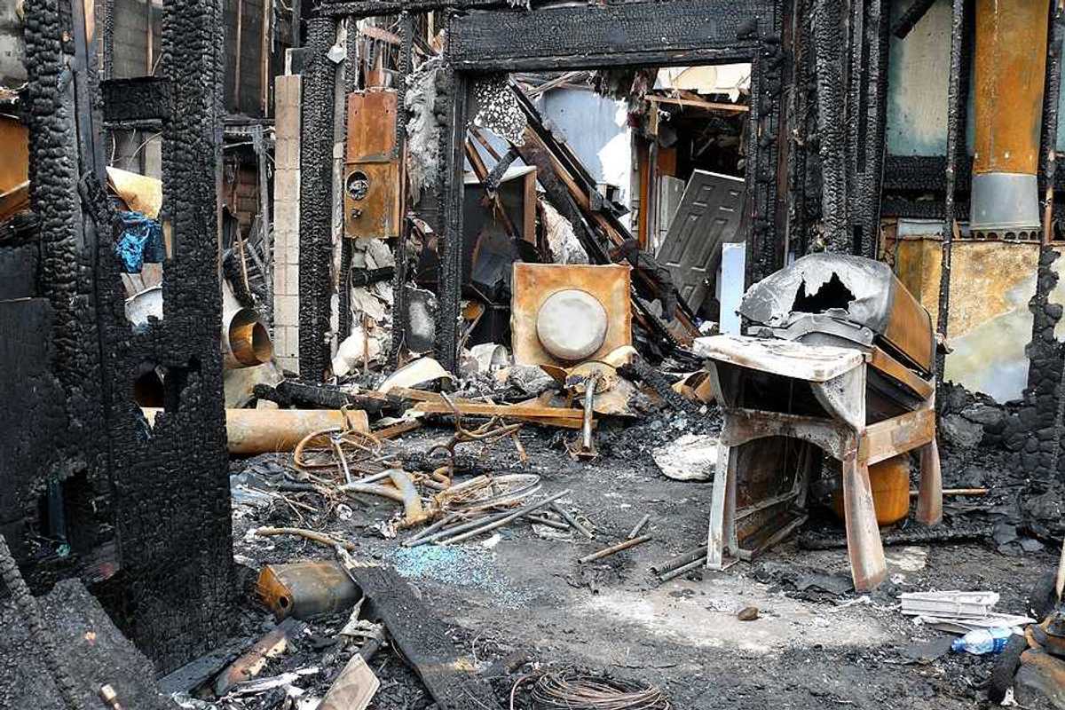 Burned out remains of house fire