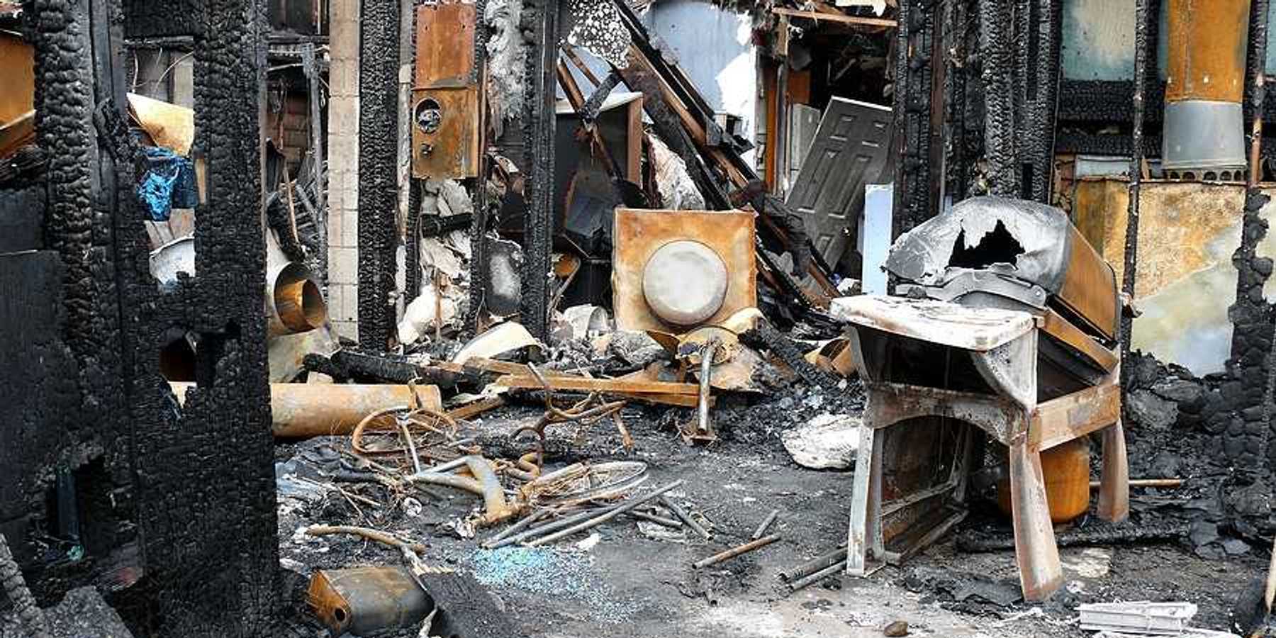 Burned out remains of house fire