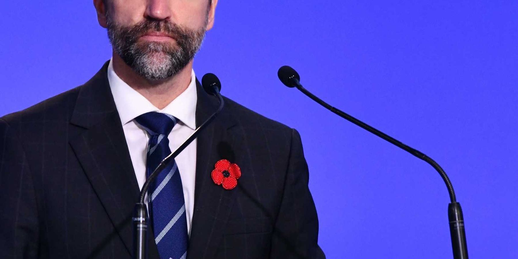 Canada's former culture minister Steven Guilbeault at lectern COP26 UN climate change conference 2021