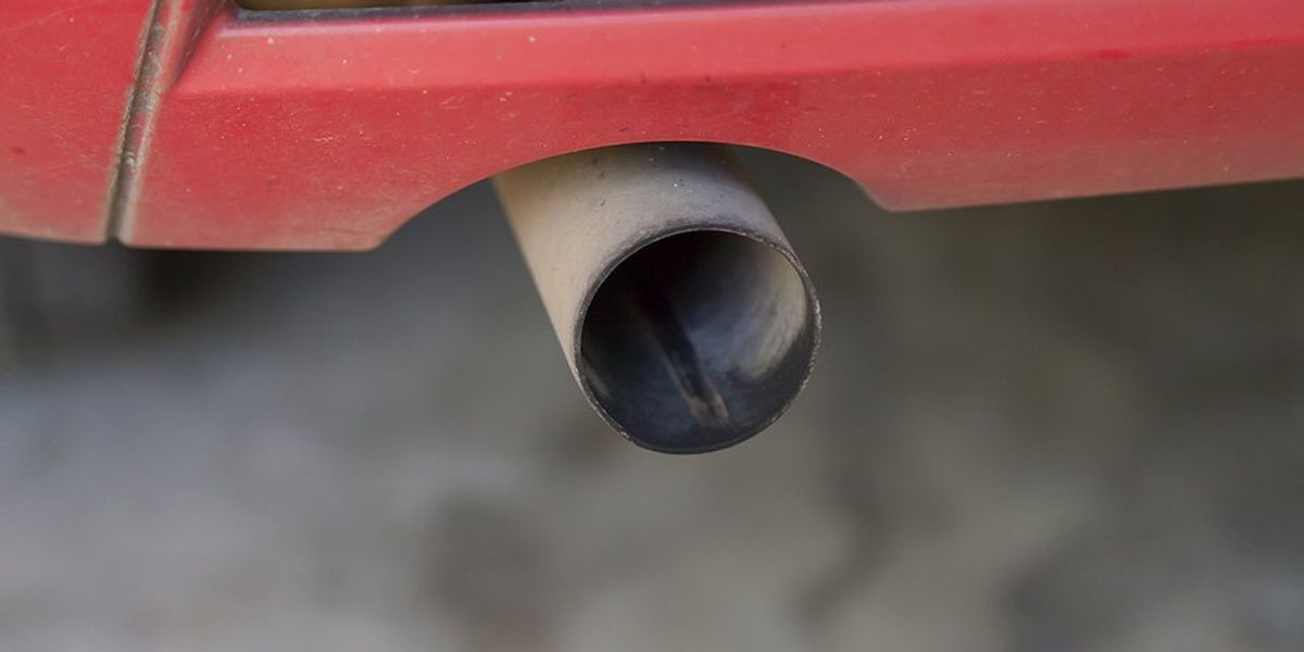 Car tailpipe up close.