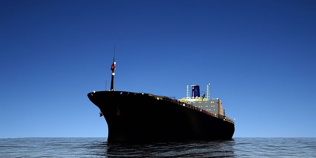 Cargo ship on the ocean