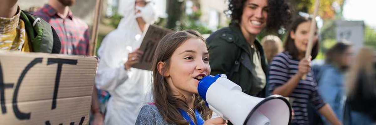 Children at a climate protest