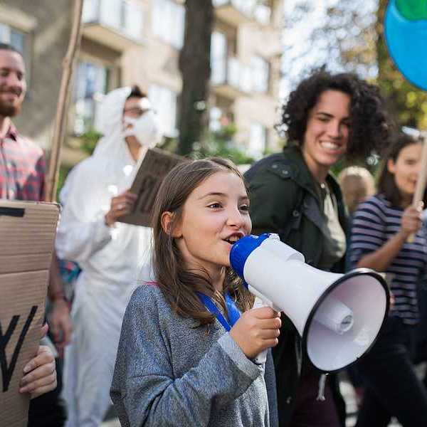 Children at a climate protest