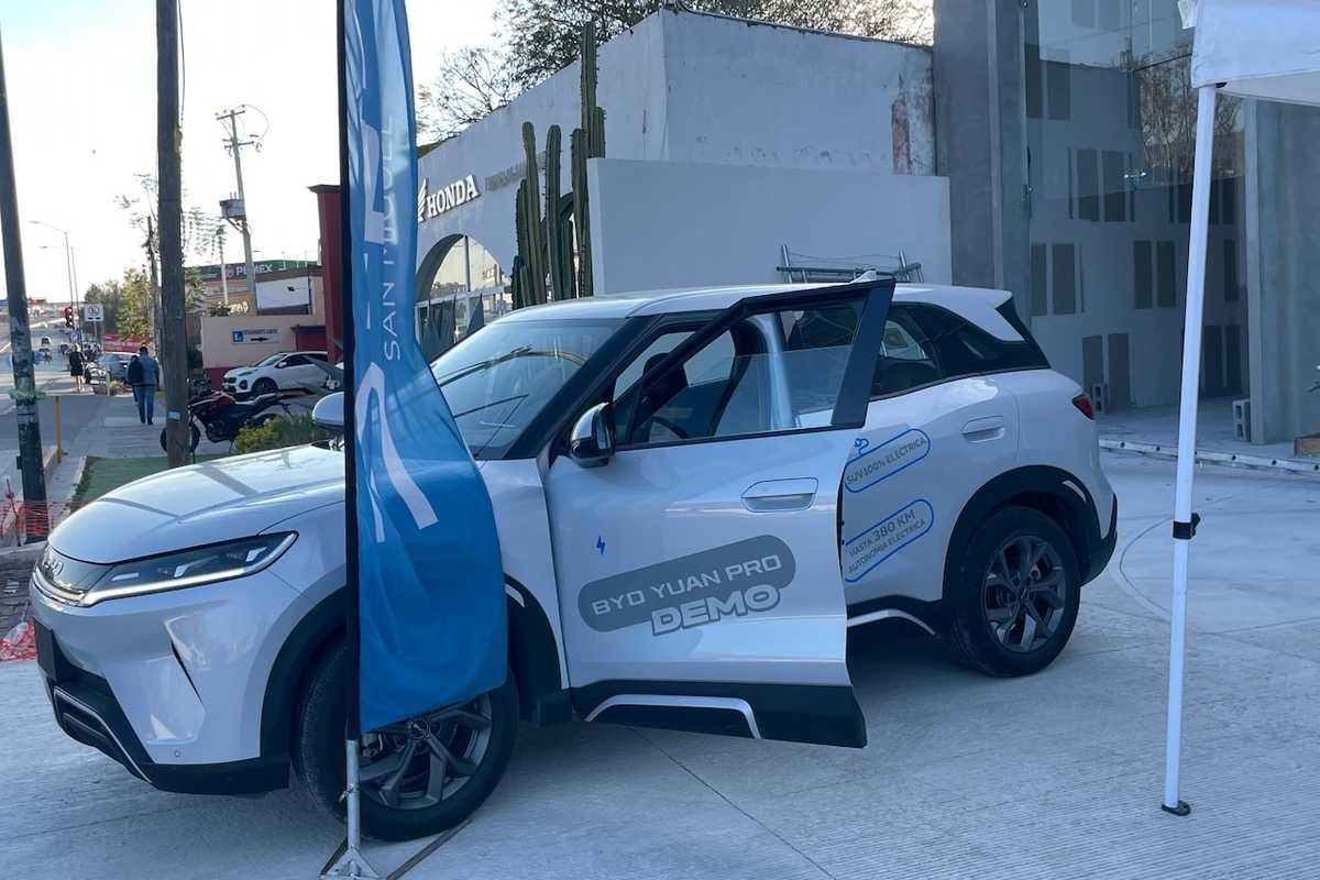 Chinese electric car manufactured by BYD on display in San Miguel de Allende, Mexico.