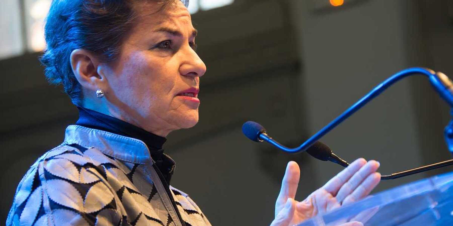 Christiana Figueres, Executive Secretary of the UN Framework Convention on Climate Change, speaks on climate justice during COP21.