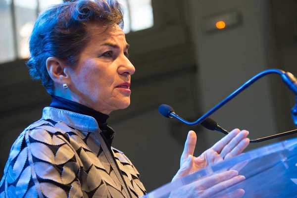 Christiana Figueres, Executive Secretary of the UN Framework Convention on Climate Change, speaks on climate justice during COP21.
