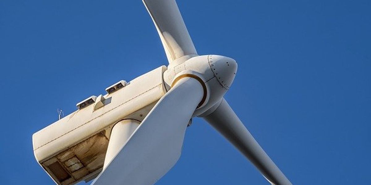 Closeup of wind turbine blades