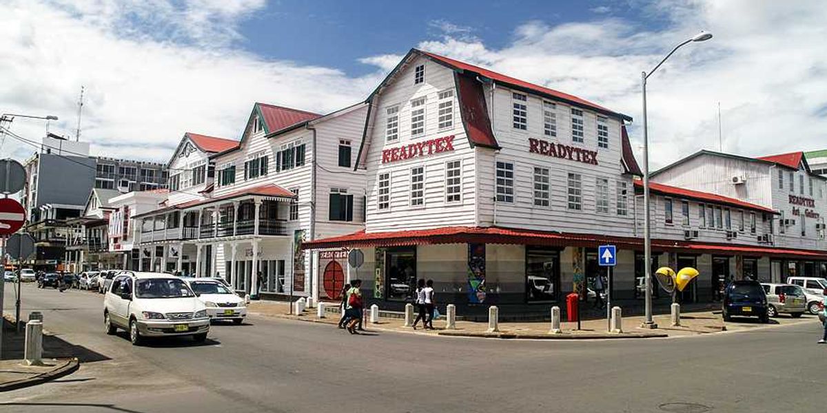 Colonial buildings in the town of Paramaribo Suriname