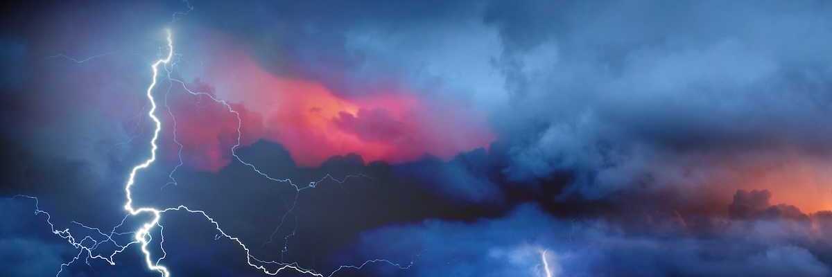 Colorful electrical thunderstorm activity