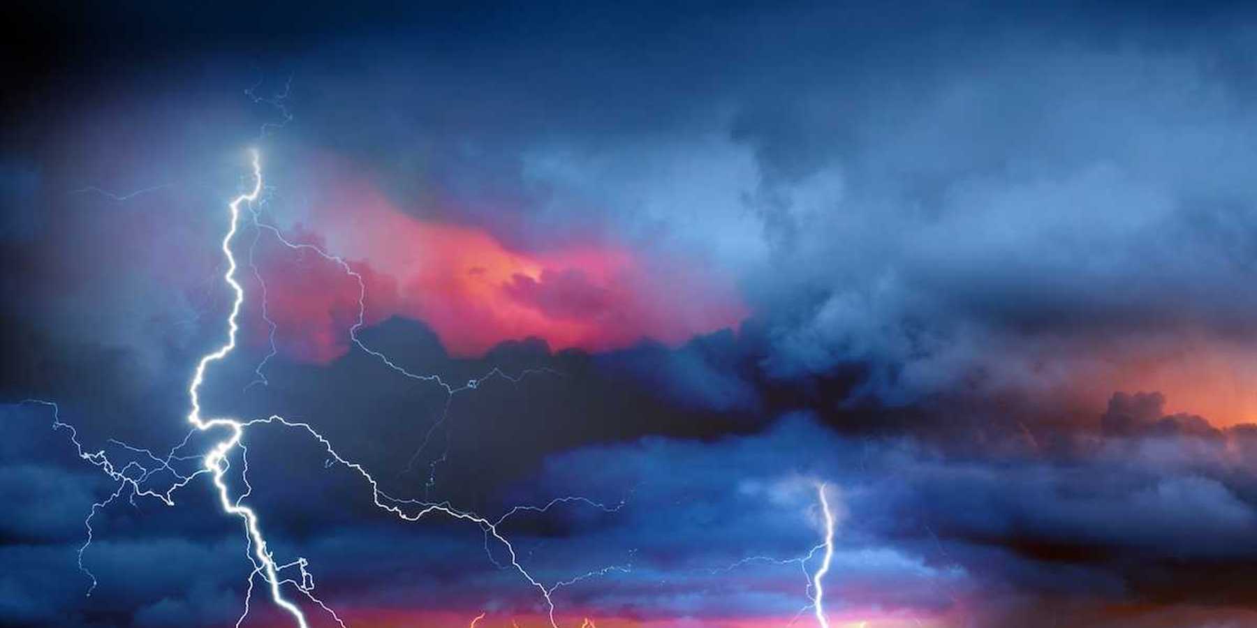 Colorful electrical thunderstorm activity