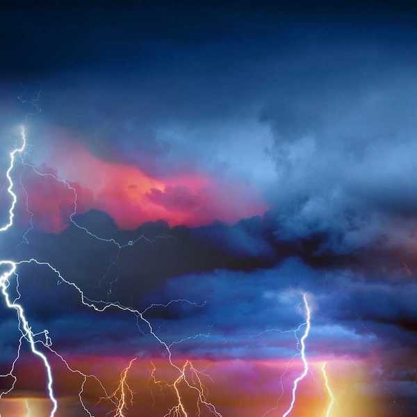 Colorful electrical thunderstorm activity