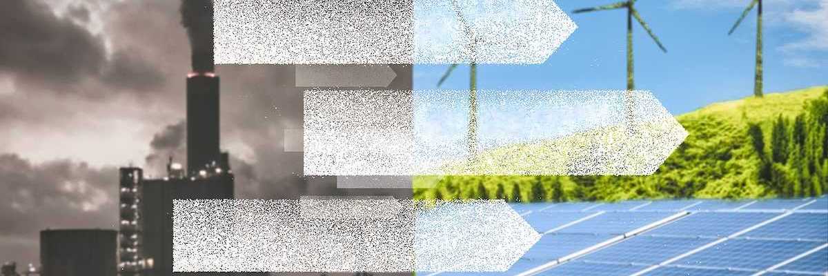 Depiction of energy transition from fossil fuel to green energy