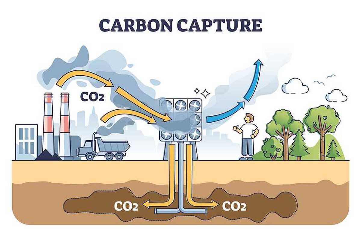 Diagram illustrative of carbon capture and storage