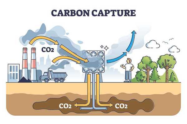 Diagram illustrative of carbon capture and storage