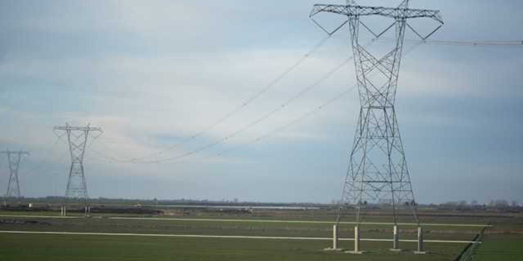 Electricity towers stretching into the distance