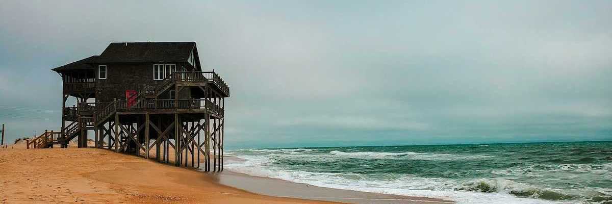 Elevated Outer Banks beach house threatened by rising sea levels