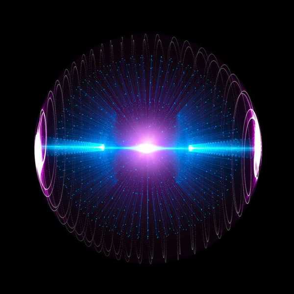 Energy sphere with glowing core illustrative of nuclear fusion