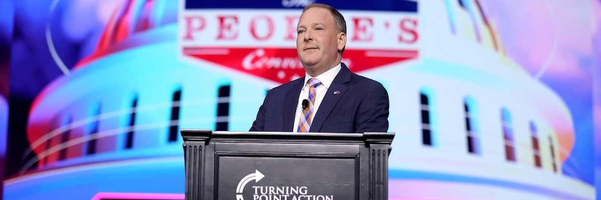 EPA administrator Lee Zeldin speaking with attendees at The People's Convention at Huntington Place in Detroit, Michigan.